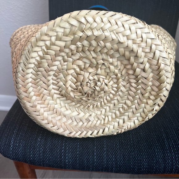 CHRISTIAN LOUBOUTIN Loubishore Woven Embossed Leather Blue Straw Tote Bag - Picture 7 of 7